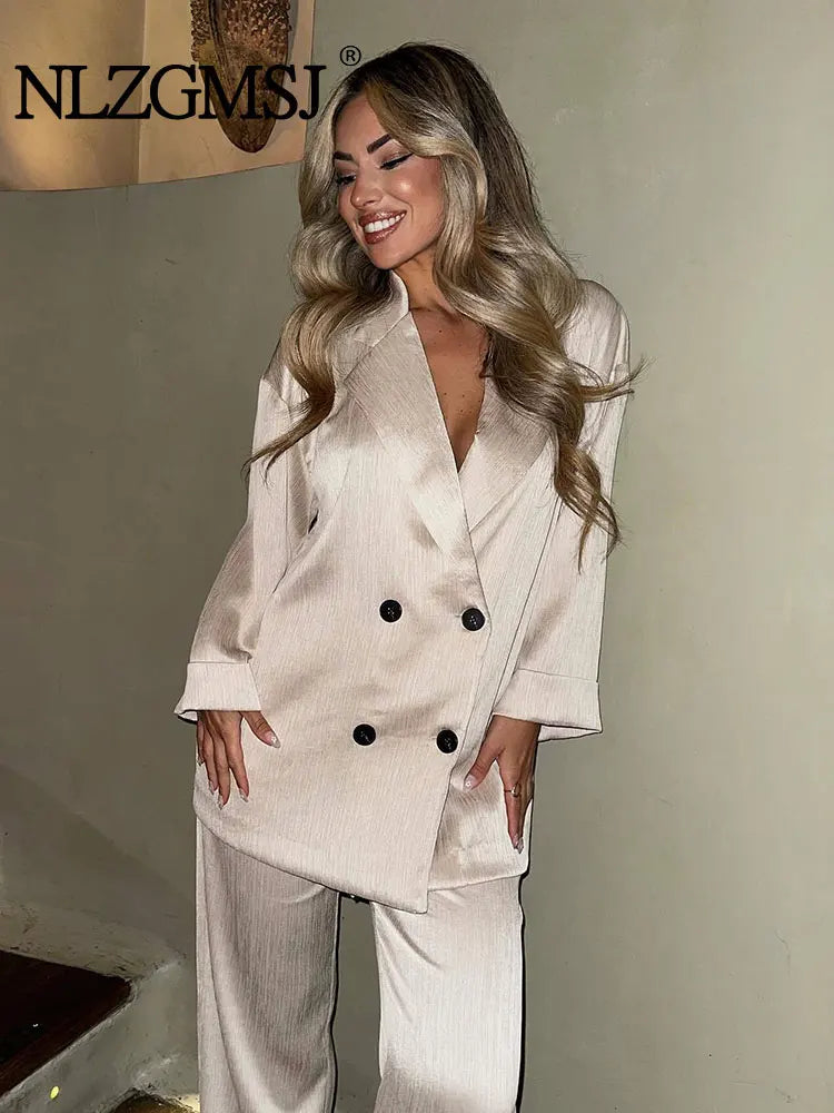 Women Blazer Coat and Pants Set